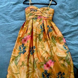 Anthropologie Gold Floral Dress